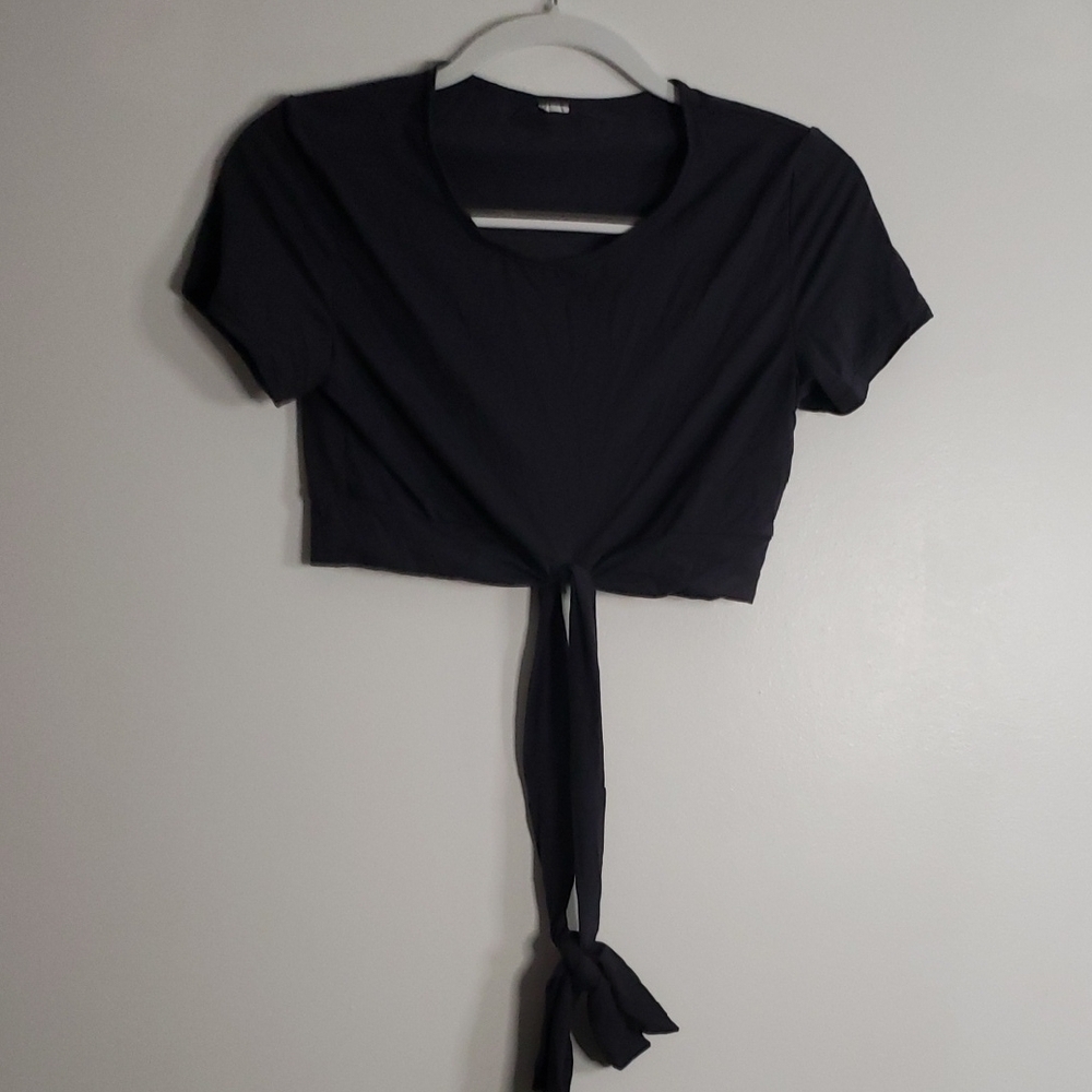 Alphalete Maroon Ultrasoft Wrap Tie Short Sleeve Workout Crop Top S/m